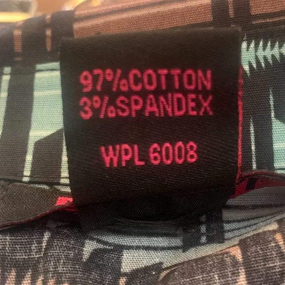 Women's Turquoise with Black and Chocolate Aztec Print Long Sleeve Western Shirt - Picture 8 of 8